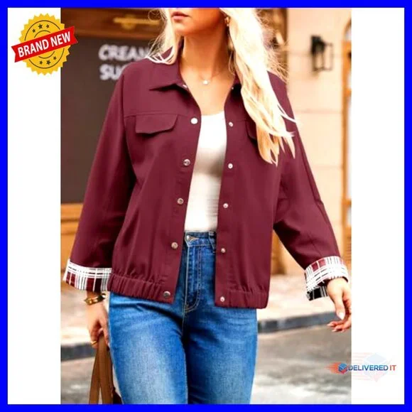 Oversized Snap Button Jacket Color Blocked Sleeves Chic Fall Casual Coat
